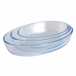 Pack de 3 Articles de cuisson en verre trempé ovale