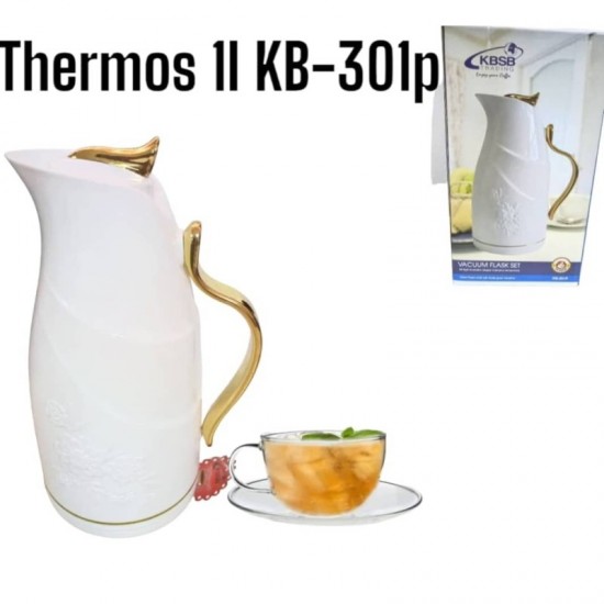 THERMOS 1L blanc- dorée