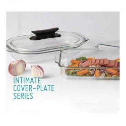 Plat à four en verre avec couvercle 3L