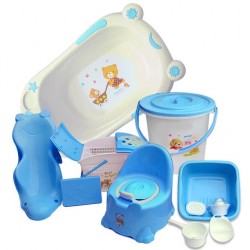 Pack Bébé : Seau + Baignoire + Bac à laver + Pot de chambre et Panier à linge