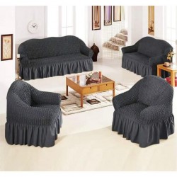 Ensemble De Housses De Canapés, Modèle Turc, 4 Pièces, Composé De 1 Housse De Canapé Pour Trois Places, 1 Housse De Canapé Pour Deux Places Et 2 Housses De Chaise, Bordeaux