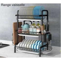 Egouttoire 3 etageres en inox, noir