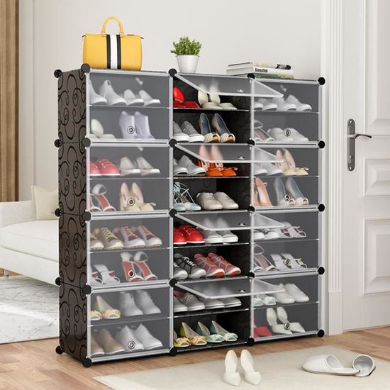 Rangement de Chaussures avec 8 Etagères 12 Portes Meuble Armoire à Chaussures Rangement de Chaussures avec 8 Etagères 12 Portes Meuble Armoire à Chaussures