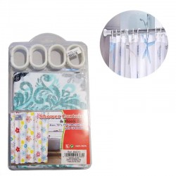 Rideau de Douche + 12 Crochets Pr Salle de bain 182x182cm 