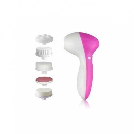 Massage et Brosse Pour Visage 5 En 1 - Rose Blanc