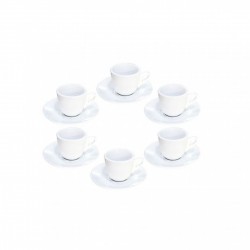 Lot de 6 Tasses a Café avec Sous-Tasse / Blanc