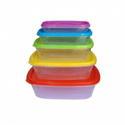 Set De 5 Bols De Rangement - Boite à Conserver - en Plastique -Transparent