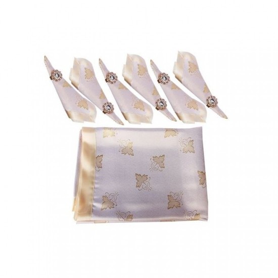 Set de Nappe de Table VIP avec 6 torchons motif - Doré