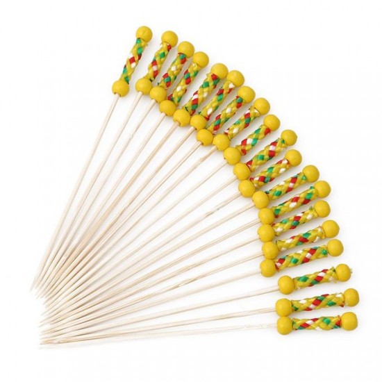 set de 50 brochettes en sandwich Fruits cure-dents pics à cocktail fête, Jaune Perle