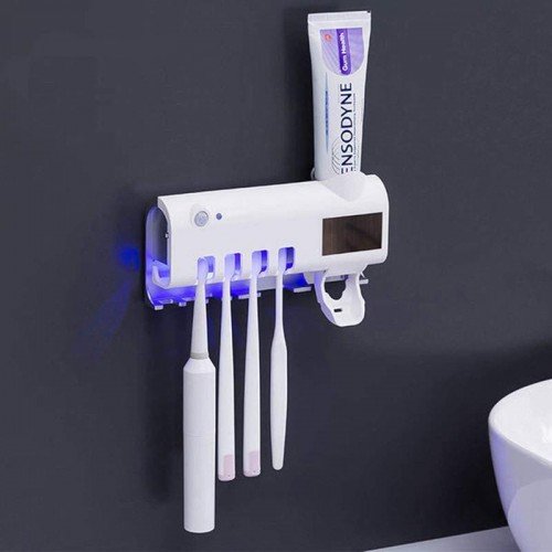 Porte-brosses à Dents Intelligent Avec Stérilisation UV - 6 Places, Distributeur De Dentifrice, Noir