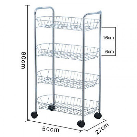 Chariot Inoxydable- 4Étagères avec roues