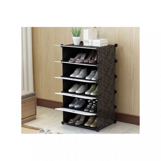 Etagère à Chaussures Modulable - DIY 5 Cubes - Noir et Blanc Etagère à Chaussures Modulable - DIY 5 Cubes - Noir et Blanc
