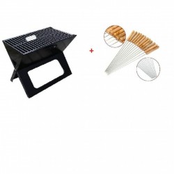  Portable Barbecue au charbon Grill En Acier+10 Piques à Brochettes