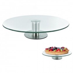  Présentoir Gâteau Plateau Tournant en Verre