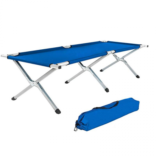 Lit Camping pliable en fer Bleu. Lit Camping pliable en fer Bleu.