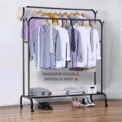 Penderie rangement double barre avec Roues .